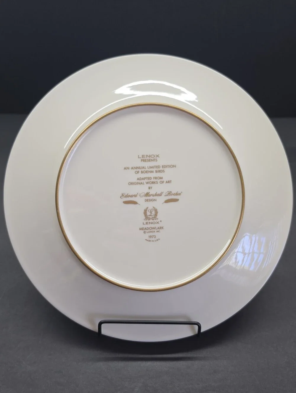 Lenox China Boehm Birds 1973 Meadowlark Plate Limited Edition Collector Plate